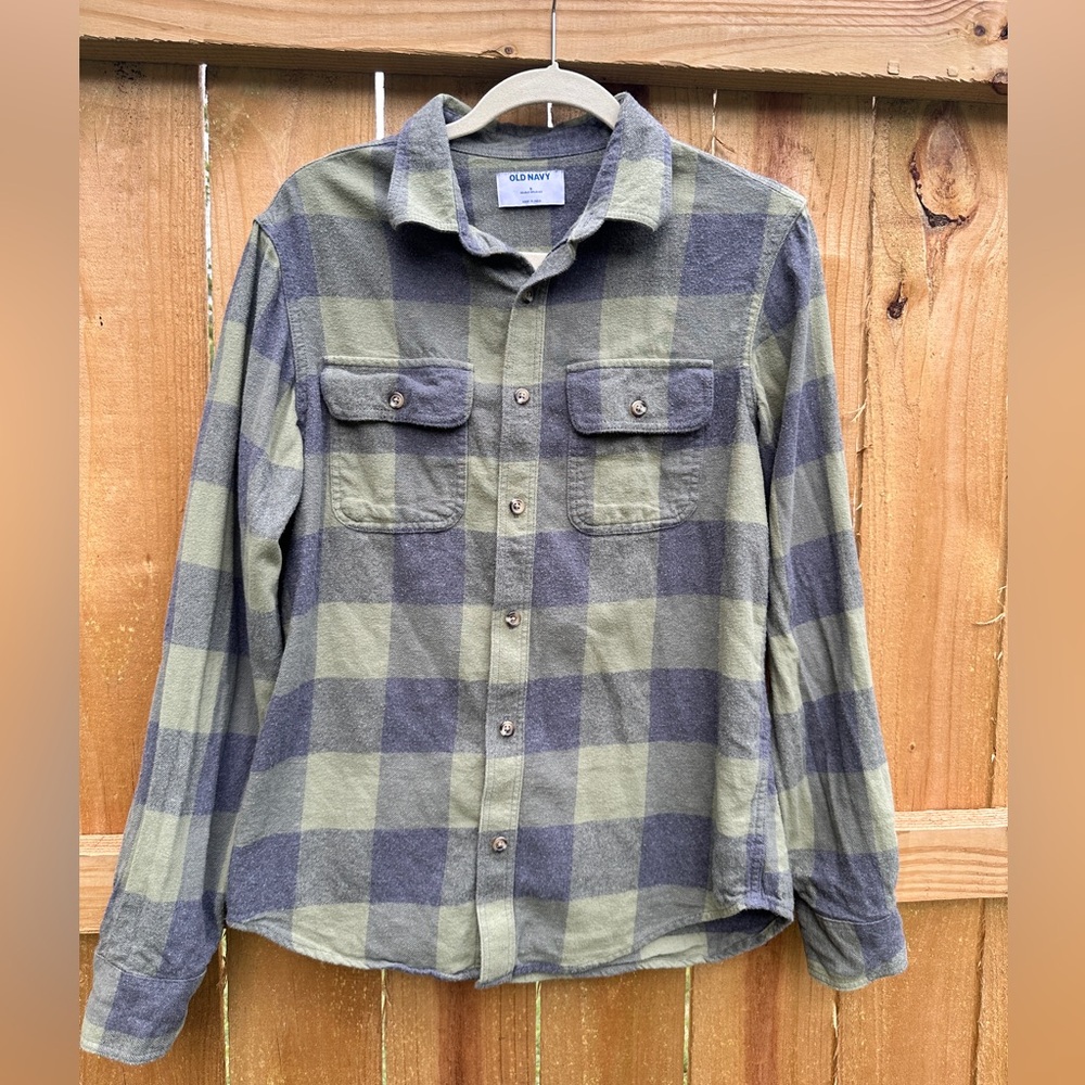 Old Navy Green and Gray Plaid Men's Shirt